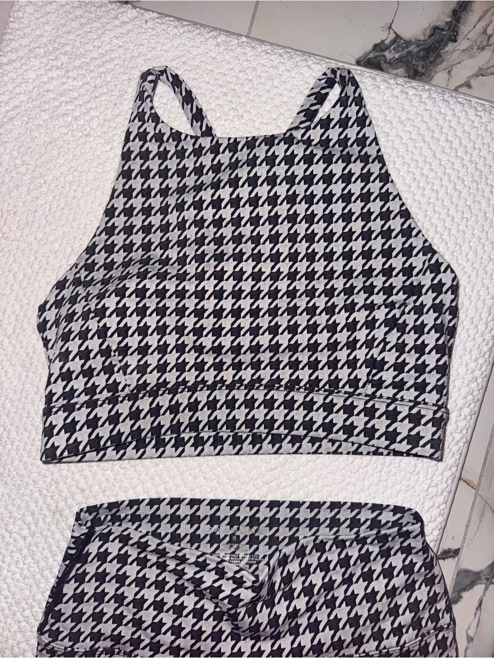RARE Carbon38 Houndstooth Crop Tank & Leggings Set - Black & White Size Small - Picture 2 of 6